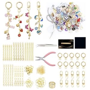 Gold Charm Bracelet Making Kit with Multicolor Enamel Charms